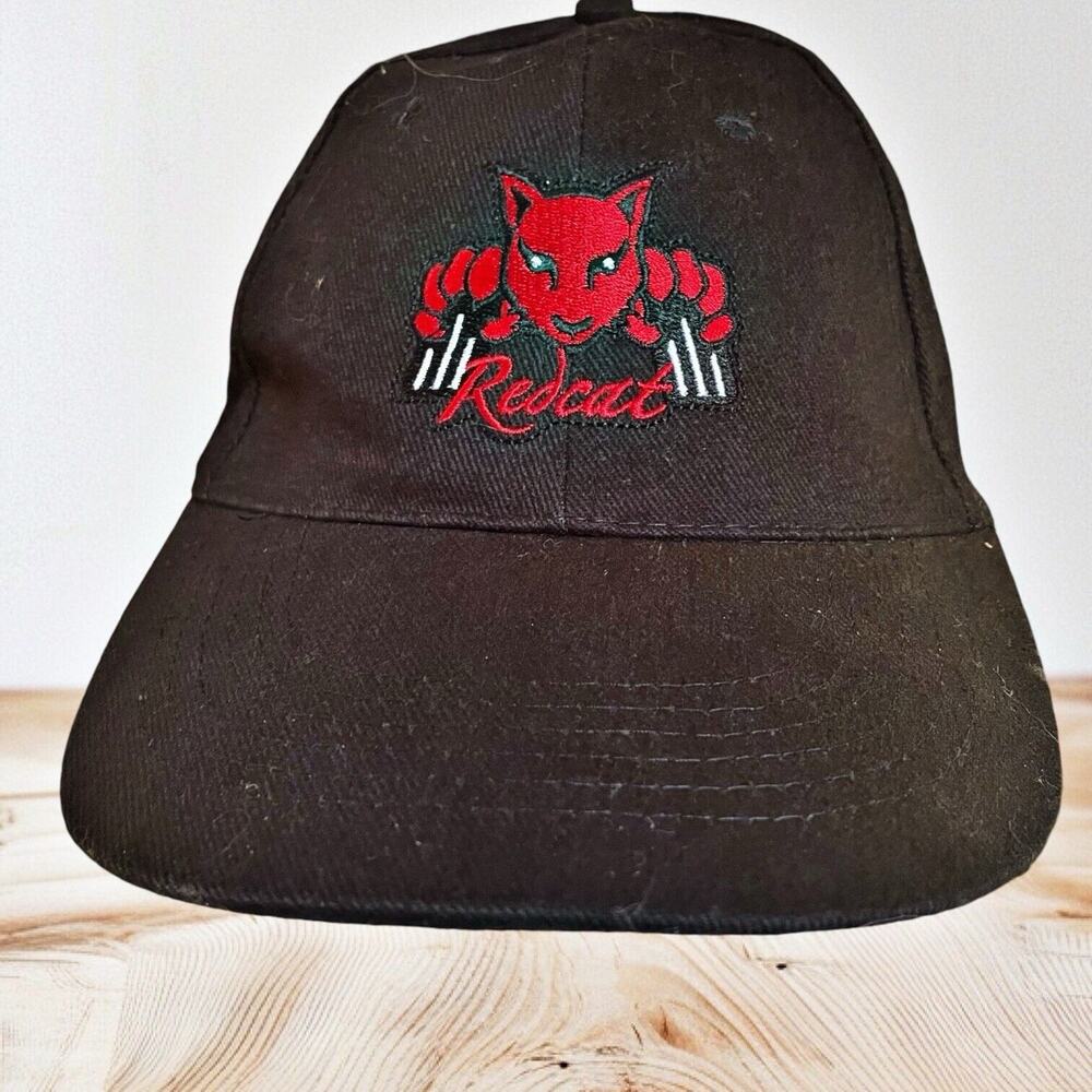 Redcat Racing Team Black Hat Cap Buckle Strap Adjustable‎ Red Embroidered Logo